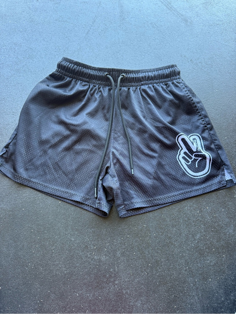 Women’s Athletic Shorts - Black Peace Hand Graphic